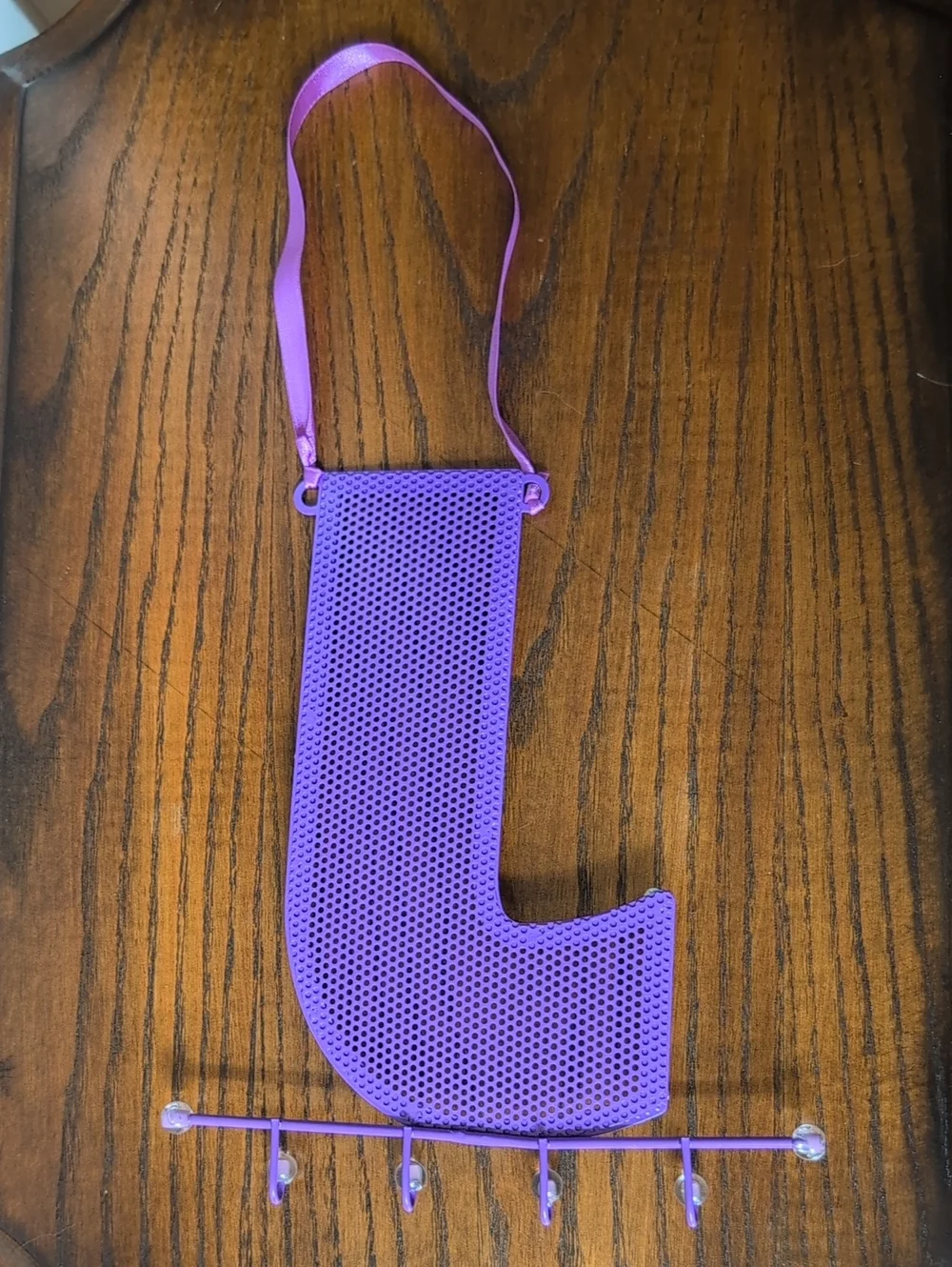 Y2K Claire's Purple Sequin 'J' Wall Hook Jewlery Organizer For Earrings